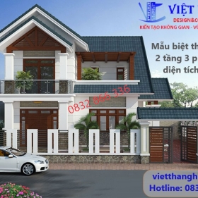 Mẫu nhà biệt thự mái thái 2 tầng M202