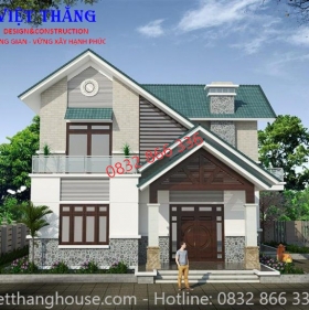 Mẫu nhà biệt thự mái thái 2 tầng M203