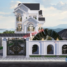 Mẫu nhà biệt thự 3 tầng mái thái 12x24m Bình Dương