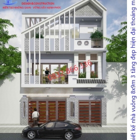 Mẫu nhà vuông 8x9m 3 tầng M302