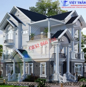 Mẫu Biệt Thự 3 Tầng 130m2 Tân Cổ Điển Tại Bình Dương